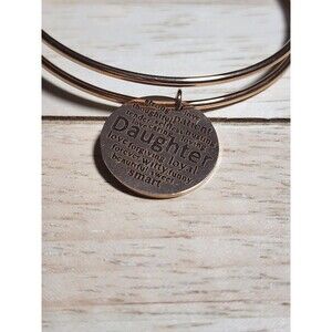 Daughter Rose Gold Plated Stainless Steel Bangle Bracelet Pink Box Jewelry